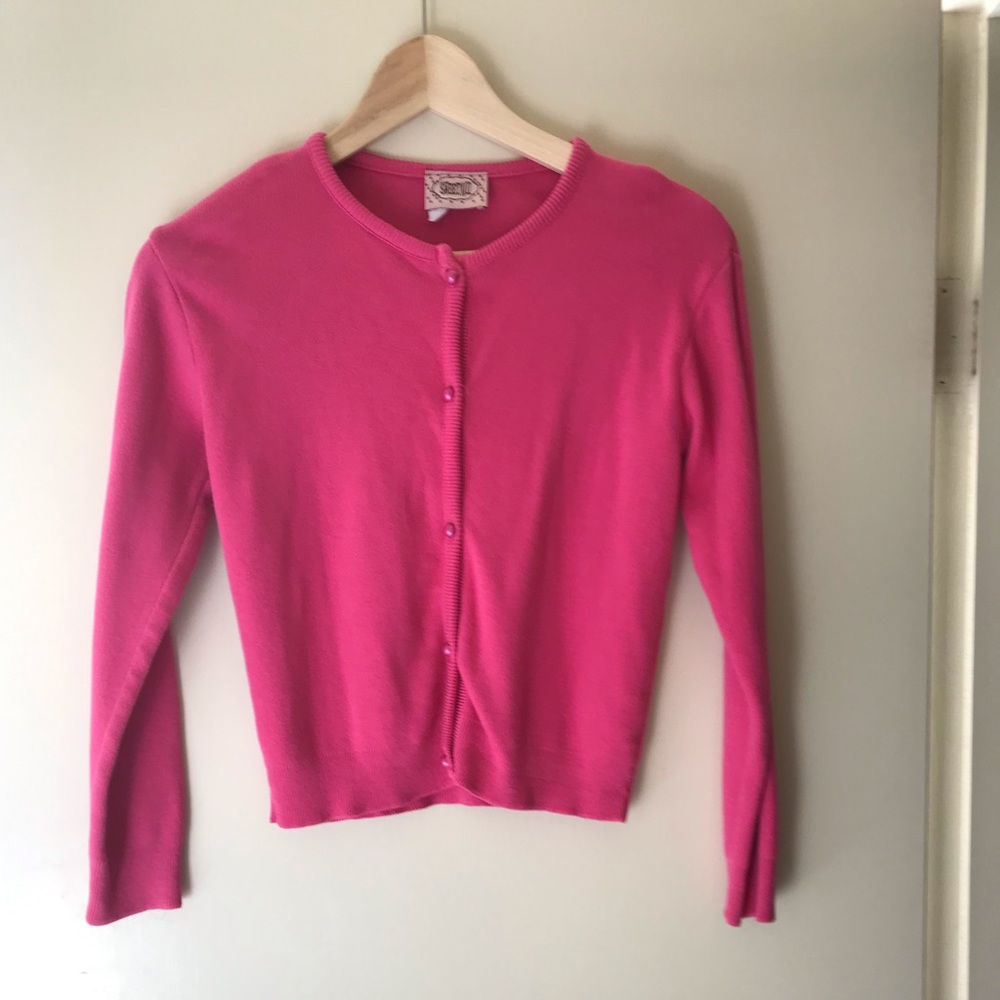 🍍Sweet Kizz pink button down sweater size 10/12🍍